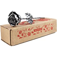Rosa Eterna de Hierro Forjado Plateada - Forjada a Mano